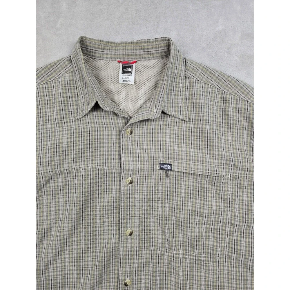 The North Face Button Up Shirt Mens XL Green Plaid‎ Long Sleeve Modal Roll Up